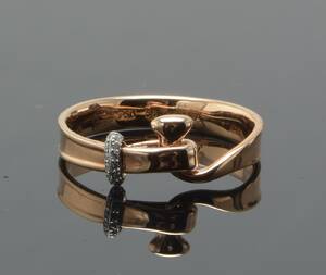 Georg Jensen, Torun ring med brillanter, 18 kt. rosa guld og hvidguld