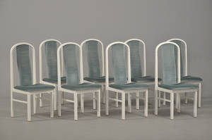 Spisestuestole af hvidlakeret træ med velourbetræk 8