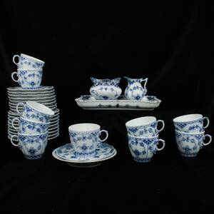 KAFFESERVIS, Musselmalet helblond, Royal Copenhagen