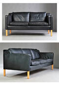 Stouby, Fritstående to- og tre-pers. sofa, sort læder. 2 