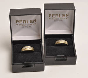 Par ringe med diamant