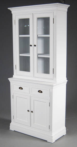 2-delt vitrineskab af hvidmalet træ. 2