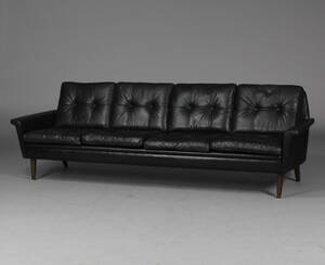 Dansk møbelproducent. 4-prs. sofa, sort skind