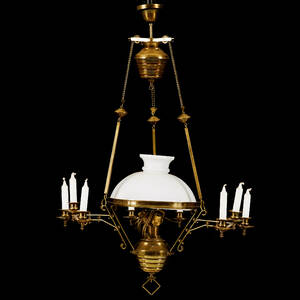 Taklampa mässing glas