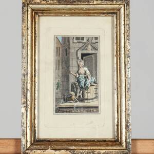 HANDKOLORERAD GRAVYR, 1700-tal