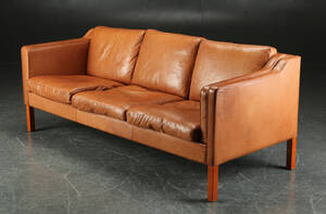 Tre-pers. sofa, læder, dansk møbelproducent