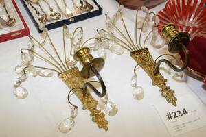 Ljuslampetter med kristaller, 2 st, H 25 cm