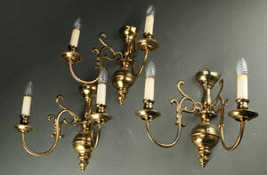 Tre væghængte kirkelampetter af malm, ca. 1900 3