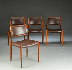 Niels O. Møller. Fire stole af palisander, model 80 4
