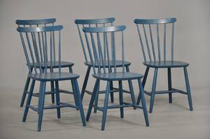 Sæt på fem tremmestole, blålakerede 5