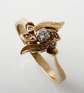 Fransk solitaire diamatring på ca. 0.12 ct. 1940erne