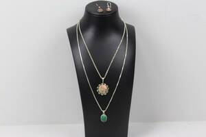 HALSKEDJOR MED HÄNGEN, 2 st, samt örhängen, ett par, silver