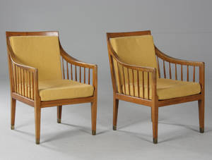 Dansk møbelsnedker. Par armstole, nøddetræ 2