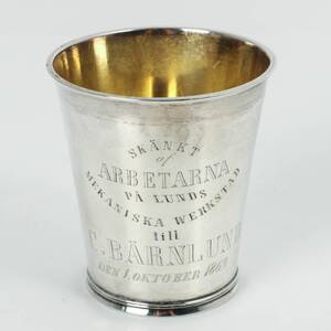 BÄGARE, silver, förgylld insida, 1800-tal