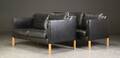 Tre-pers. sofa samt to-pers. sofa, sort læder 2