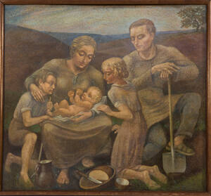 Arthur Hennig, Deutsche Familie, 1937, Öl  Holz
