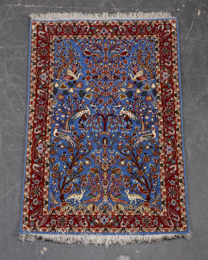 Persisk Isfahan Med og På Silke.106x72.cm.