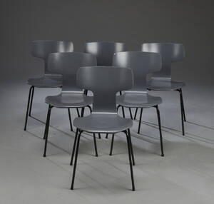 Arne Jacobsen Sæt på seks stole, model 3103 6 