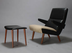 Dansk møbelproducent. Hvilestol samt skammel 2