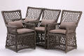 Fire stole i kolonistil, brunt flettet polyrattan 4