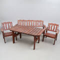 TRÄDGÅRDSMÖBLER 4 delar, trä, 1900-tal.