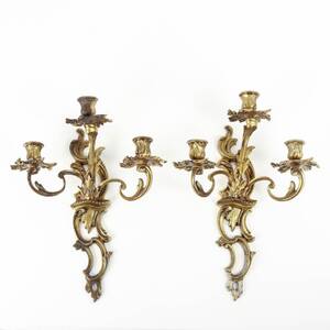 VÄGGAPPLIQUER mässing, rokokostil, 18001900-tal