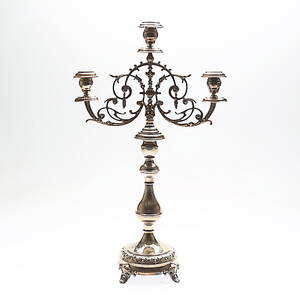 KANDELABER, nysilver, renässansstil, 181900-tal.