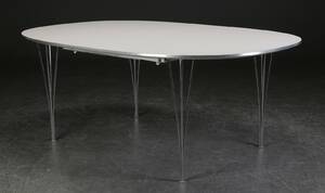 Piet Hein og Bruno Mathsson. Super-Ellipse spisebord med udtræk og tillægsplader 3