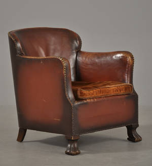 Hvilestol betrukket med læder, ca. 1930erne