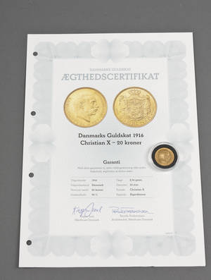 Danmark 20 kroner 1916 guld