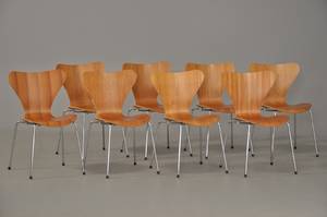 Arne Jacobsen 1902-1972. Otte stole model 3107, kirsebær 8