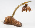 Bäuerliche Tischleuchte, Horn, Holz