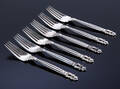 Georg Jensen. KongeAcorn, seks frokostgafler af sterlingsølv. 6 