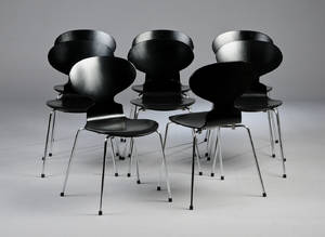 Arne Jacobsen 1902-1971 Sæt på otte Myrestole, model 3101 8