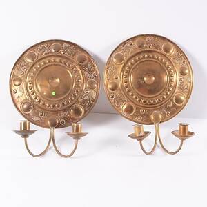 LJUSPLÅTAR, ett par, mässing, 1900-talets första hälft.