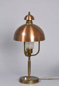 Bordlampe, glas  kobber, 1900-tallets 2. halvdel