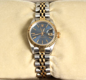 Rolex Oyster Perpetual Datejust damearmbåndsur i 18 karat guld og stål