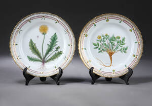 Royal CopenhagenKgl.P. Flora Danica. To tallerkener af porcelæn. 2