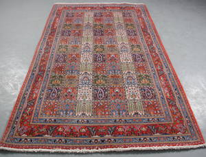 Orientalsk tæppe med havemotiv, 250 x 150 cm