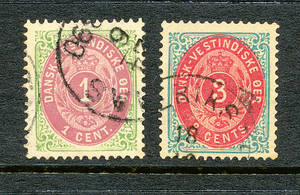 Dansk Vestindien 1 og 3 cent