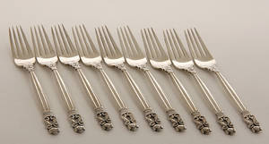 Georg Jensen KongeAcorn. 9 frokostgafler. 9