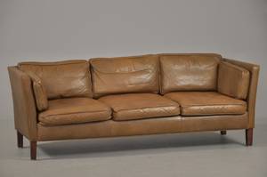 3-pers.sofa betrukket med brunt læder