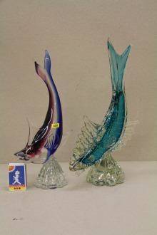 2 Figuriner fiskar konstglas