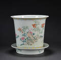 Kinesisk krukke og underskål af porcelæn, 1900-tallet 2