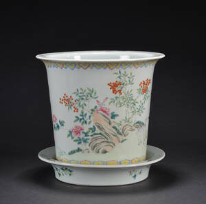 Kinesisk krukke og underskål af porcelæn, 1900-tallet 2