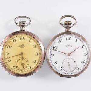 FICKUR, 2 st, silver och vitmetall, 1900-tal.