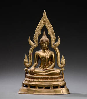 Thailandsk buddha af bronze, 1900-tallet.