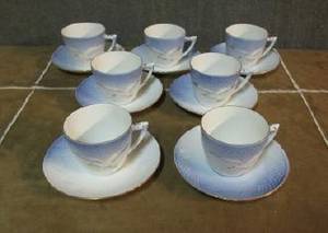 Blå Måsen Kaffekoppar med fat Bing  Gröndahl