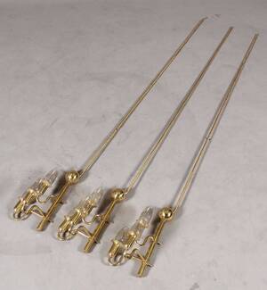 Fog  Mørup. Sæt på 3 pendler af messing. 1960erne 3. Denne vare er sat til omsalg under nyt varenummer 4779103