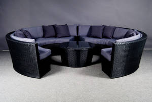 Have-udestuemøbelsæt - Sort polyrattan